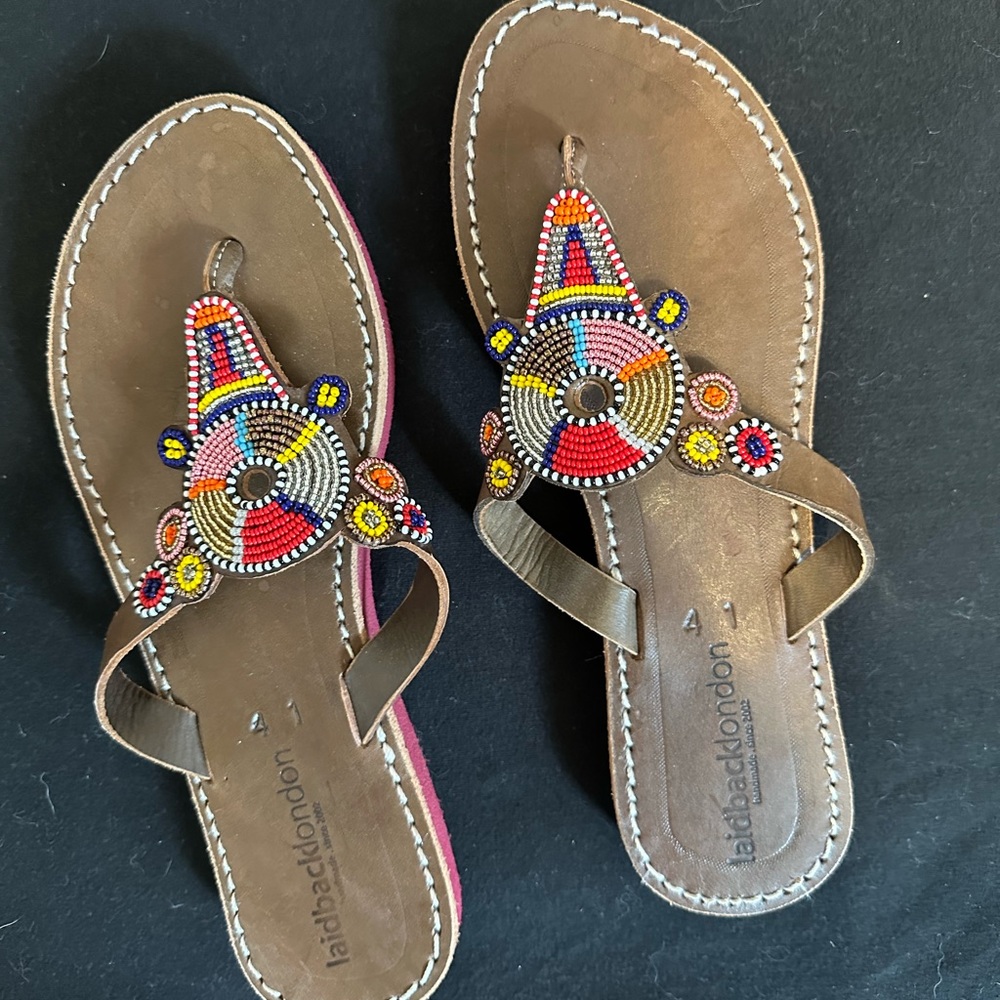 Beaded leather sandals - NWOT